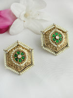 Lipika Stud Earrings-Green