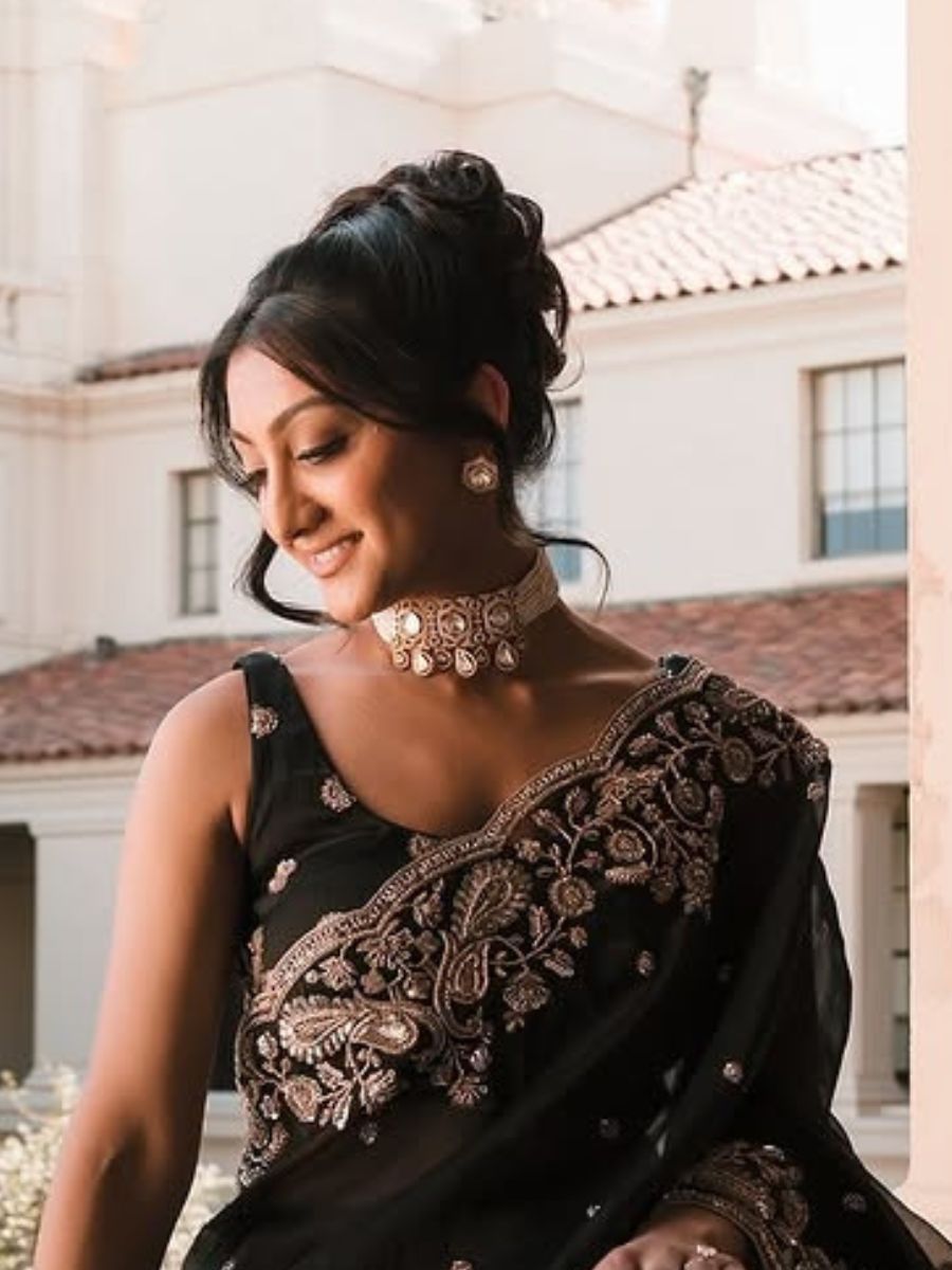 Kundan Choker Set Black Saree With Choker Oslo Choker Necklace Set