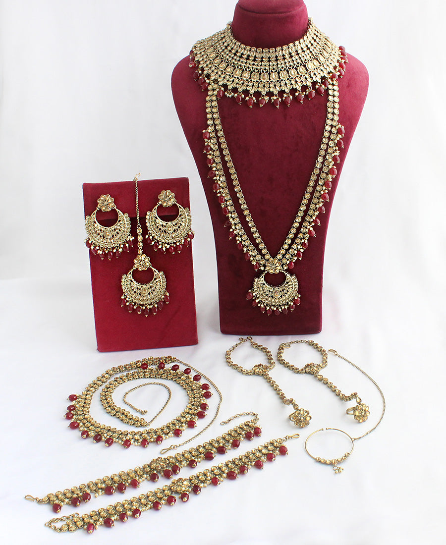 Karuna Bridal Set-Maroon