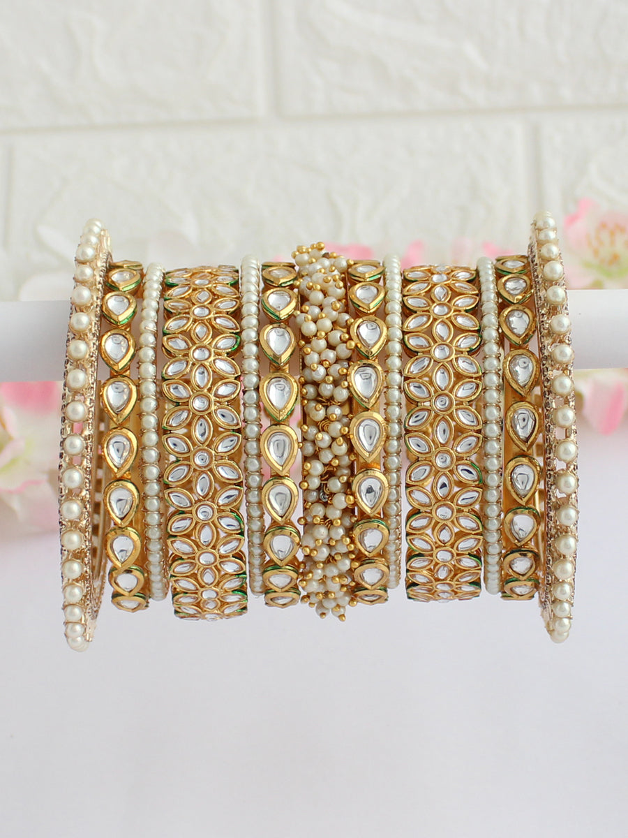 Madiha Bangle Set-White