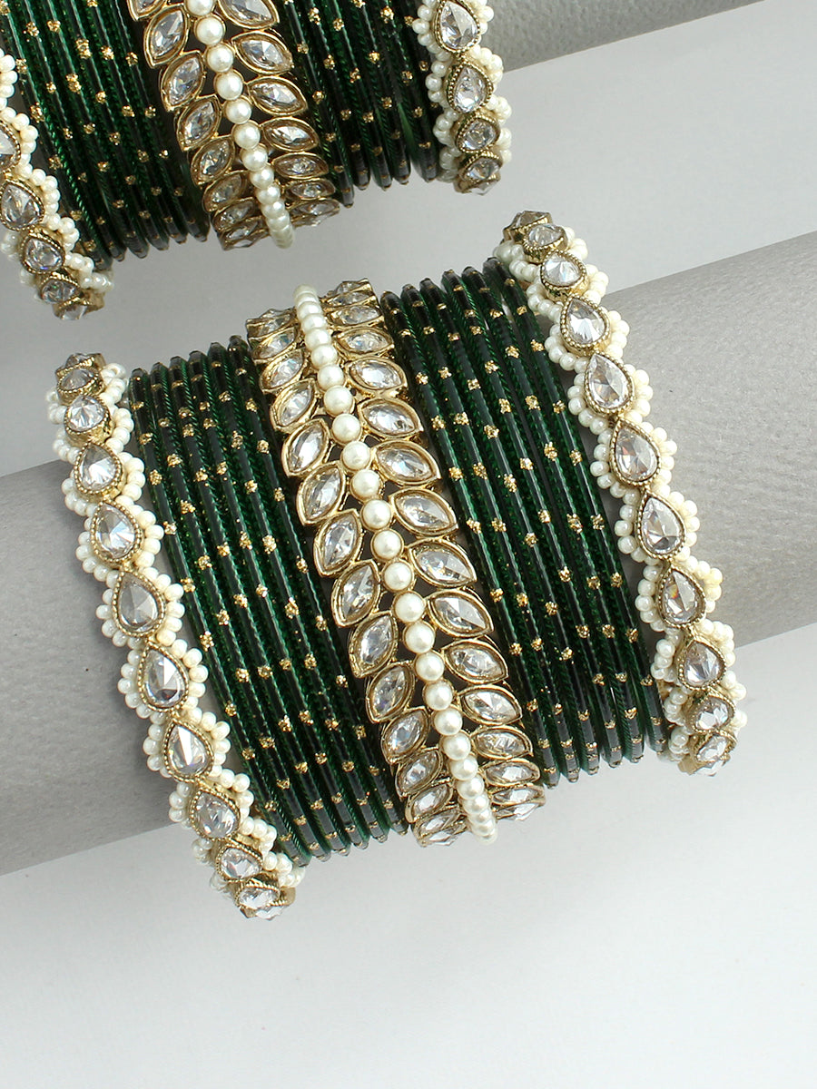Saanjh Bangle Set / Stack-Green