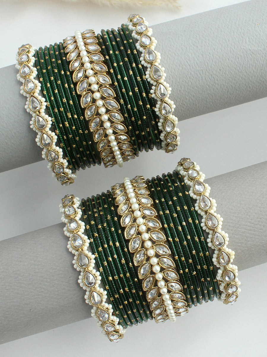 Saanjh Bangle Set / Stack-Green