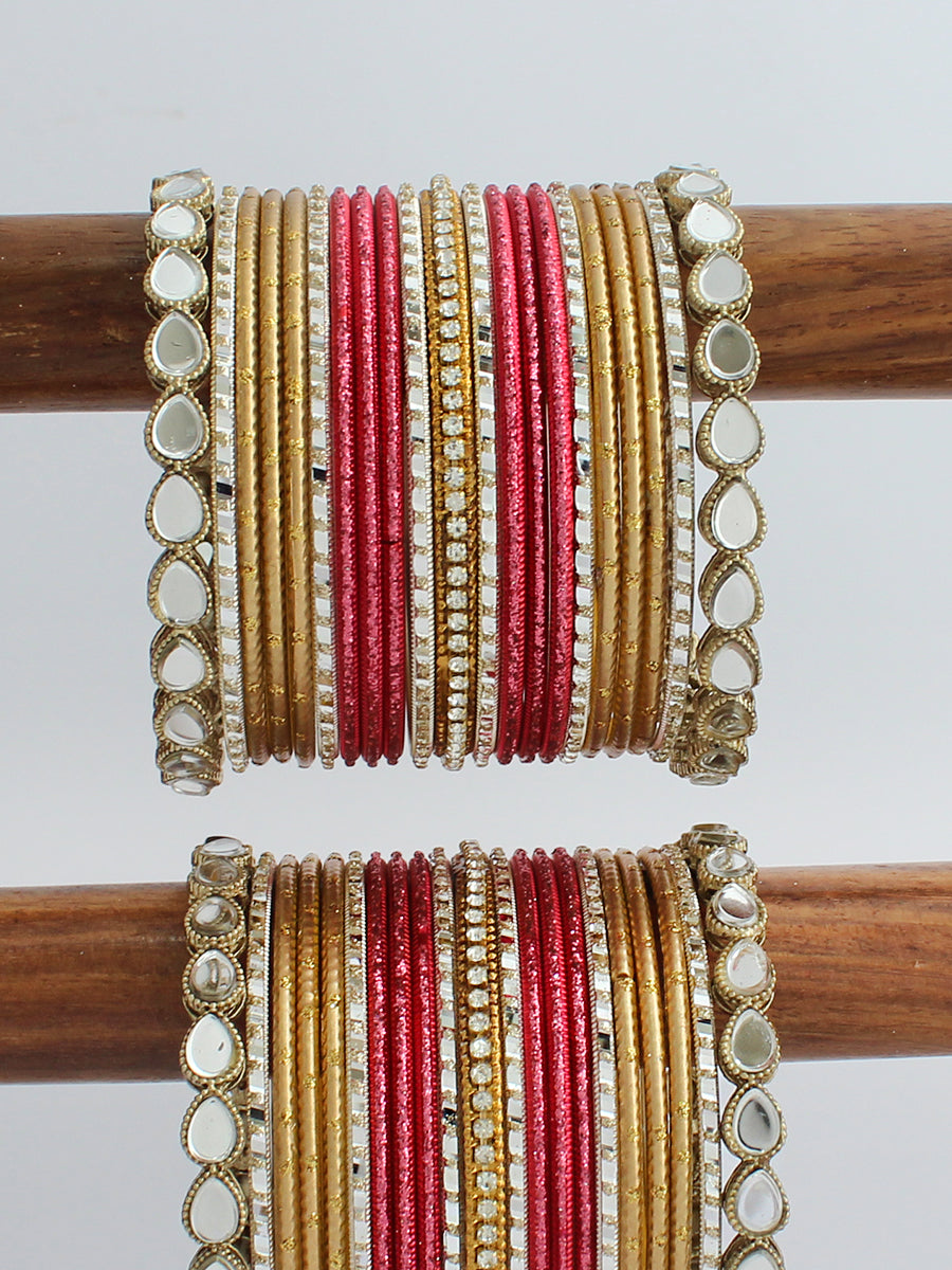 Ashima Bangle Set / Stack-Hot pink