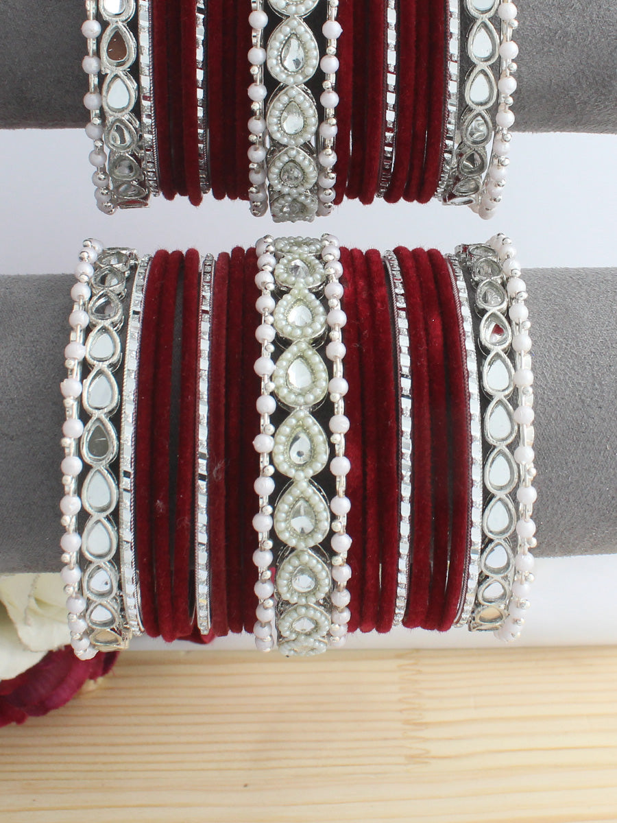Pihu Bangle Set / Stack-Maroon