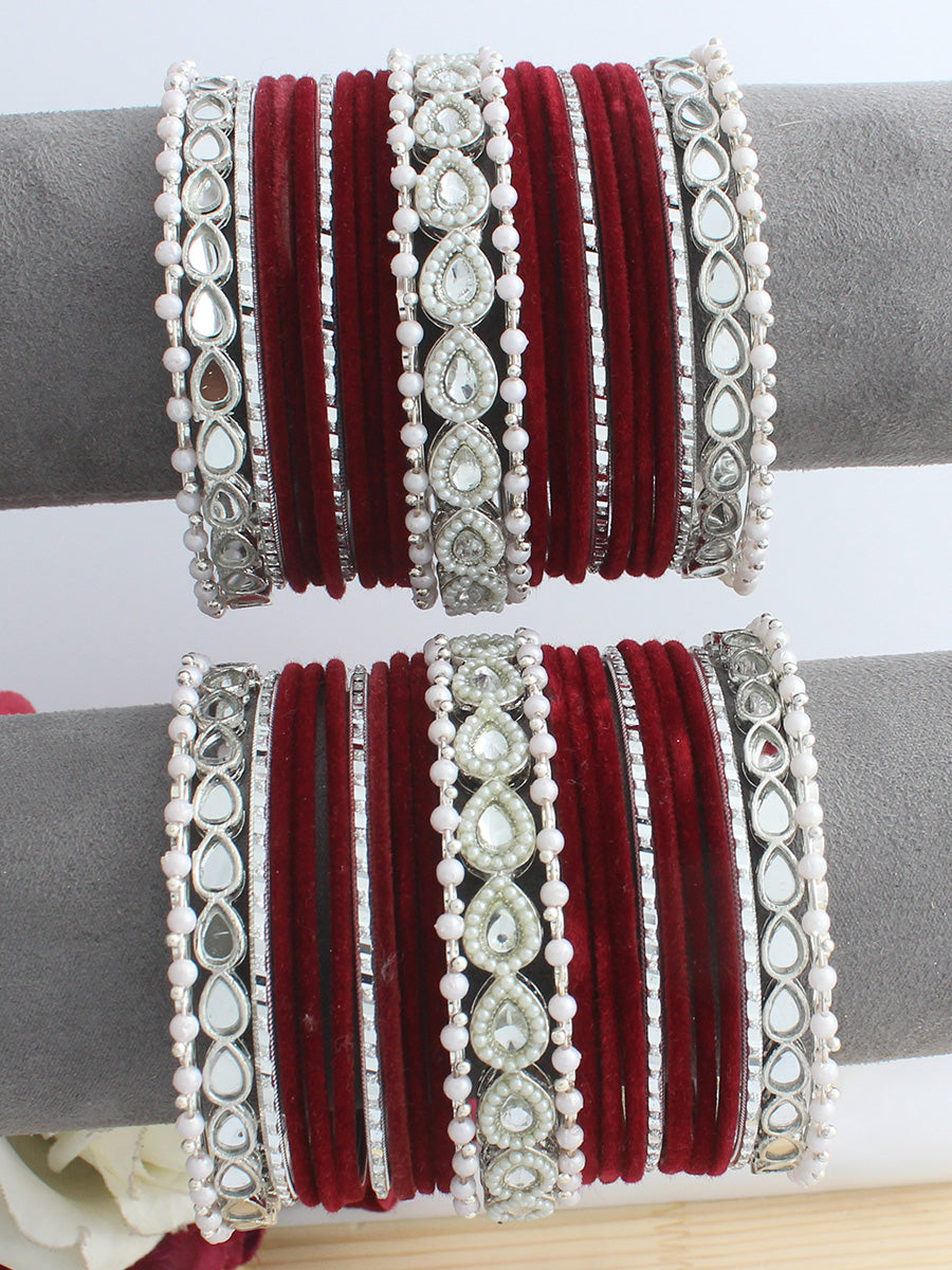 Pihu Bangle Set / Stack-Maroon