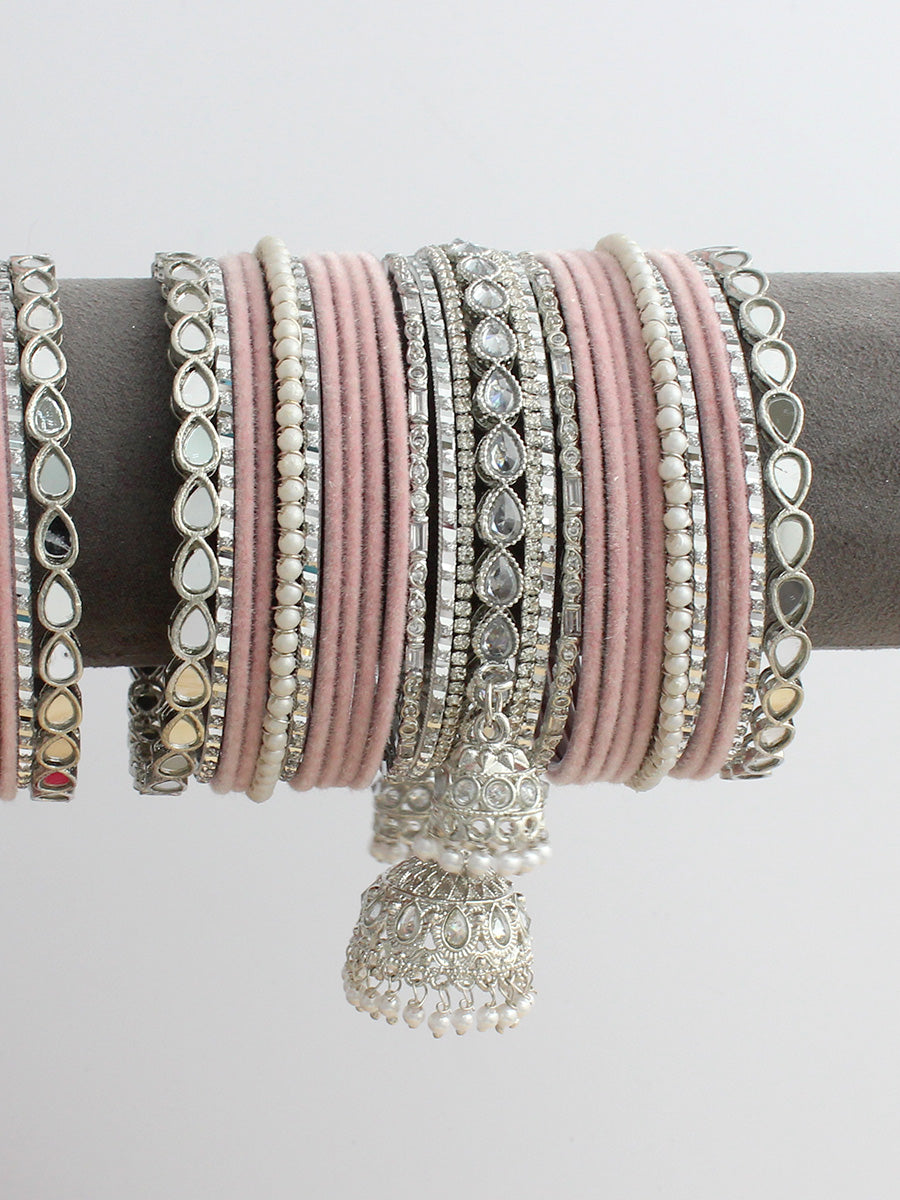 Kiyanvi Bangle Set / Stack-Pastel Pink