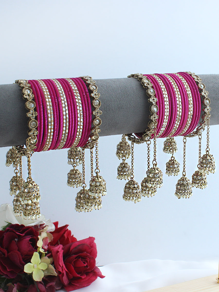 Rehana Bangle Set / Stack-Hot Pink