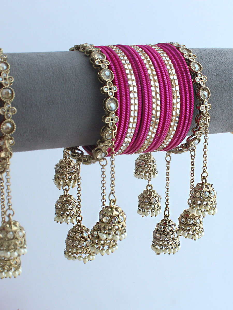 Rehana Bangle Set / Stack-Hot Pink