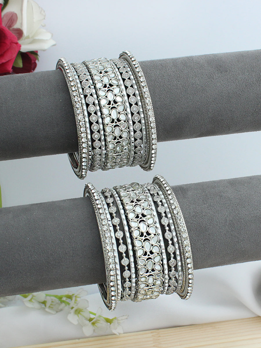 Mavia Mirror Bangle Set / Stack-Silver