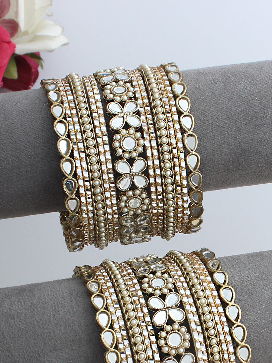 Kangana Mirror Bangle Set / Stack-Gold