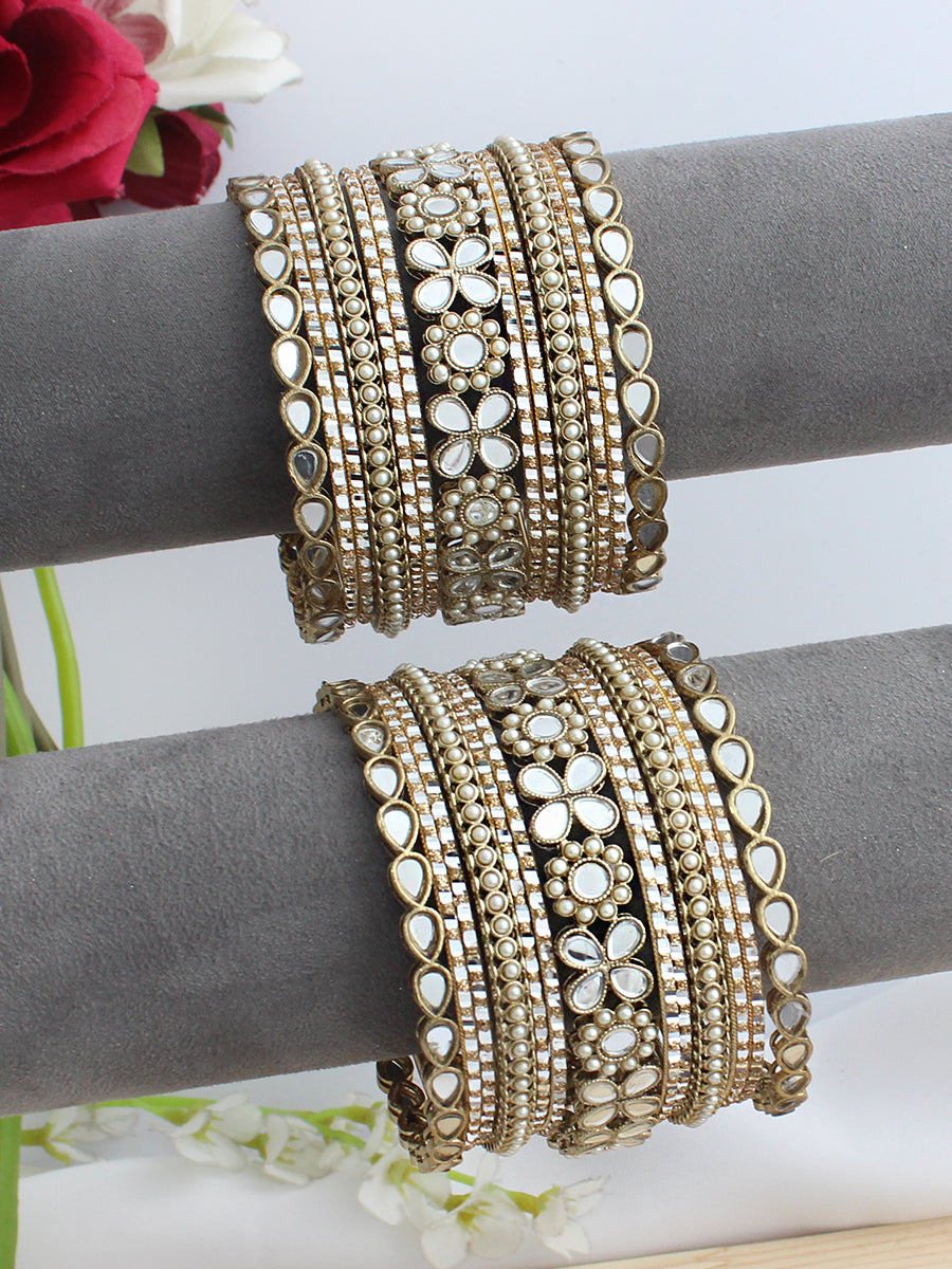 Kangana Mirror Bangle Set / Stack-Gold