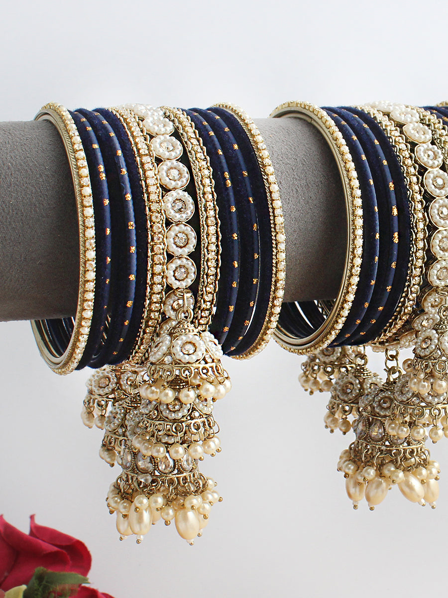 Nakshita Bangle Set / Stack-Blue