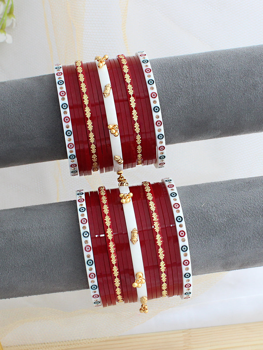 Anshika Bridal Choora Bangle Set-Maroon