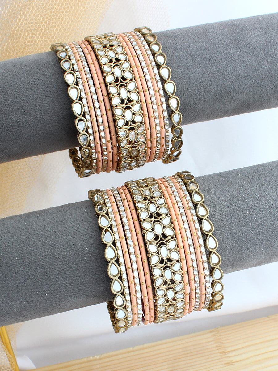 Naina Bangle Set / Stack - Peach