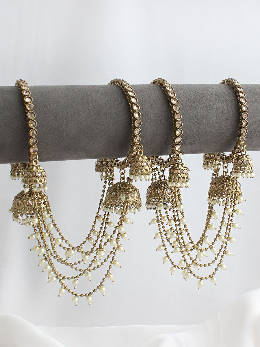 Shriva Jhumki Bangle Set-Antique Gold