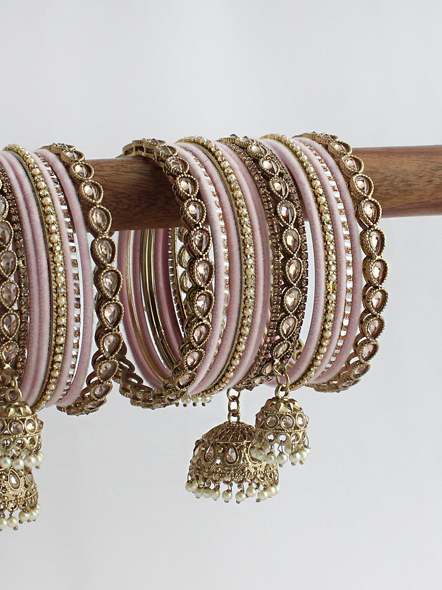Kiran Bangle Set / Stack-Pastel Pink