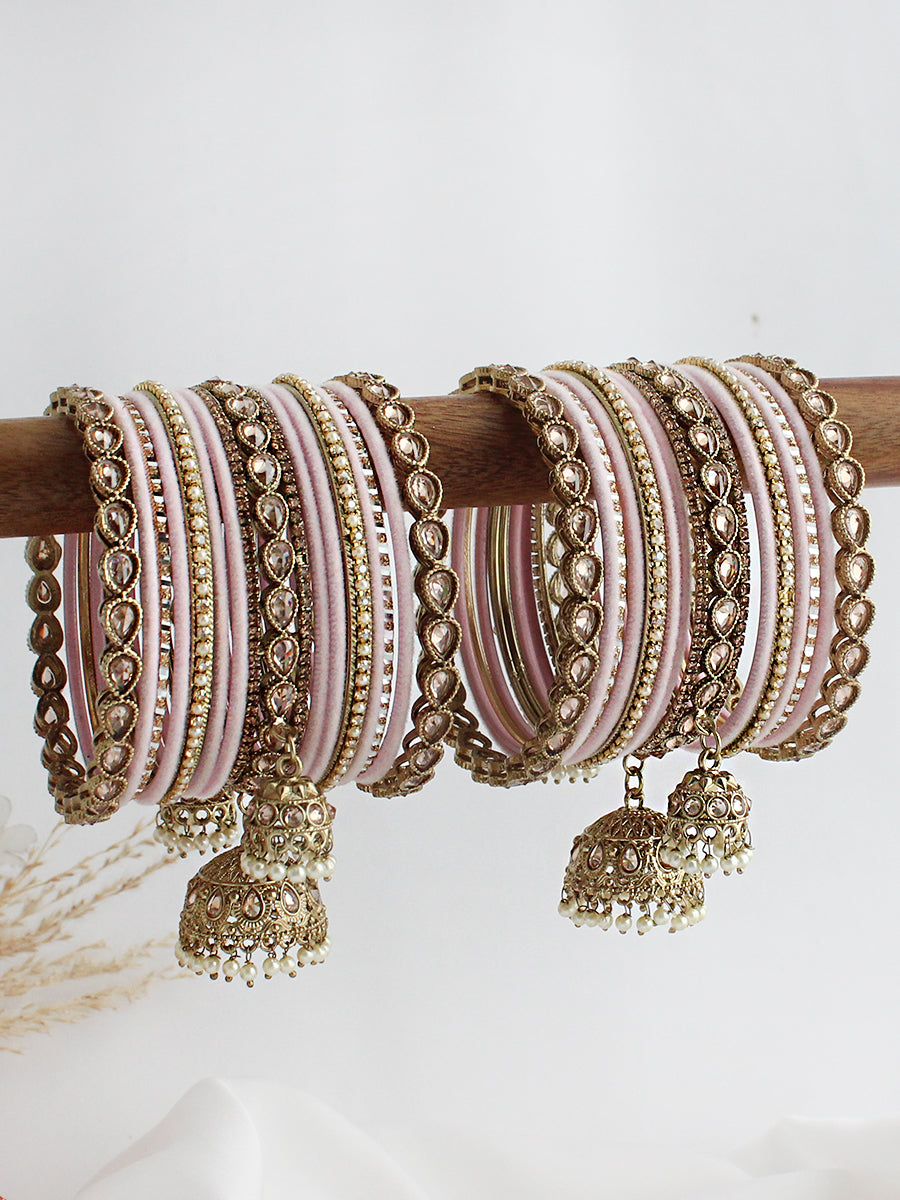 Kiran Bangle Set / Stack-Pastel Pink