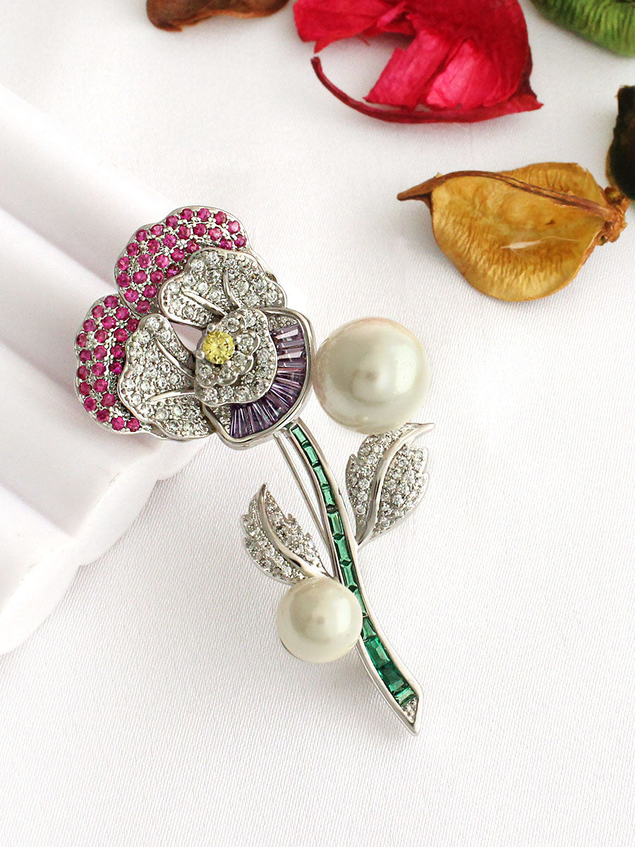 Alex Floral Pin Broach / Brooch-Multicolor