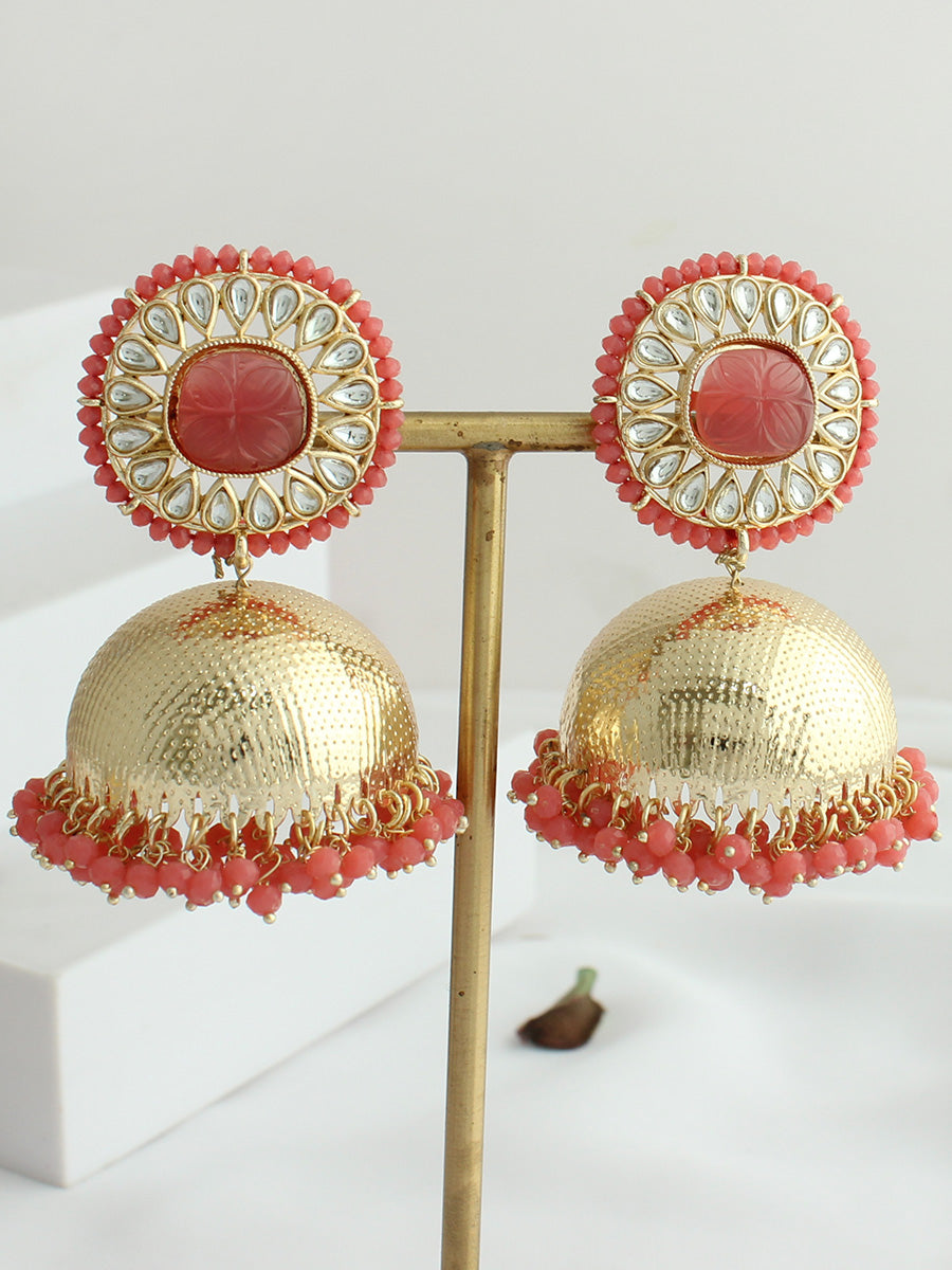 Mahi Jhumki Earrings-Pink