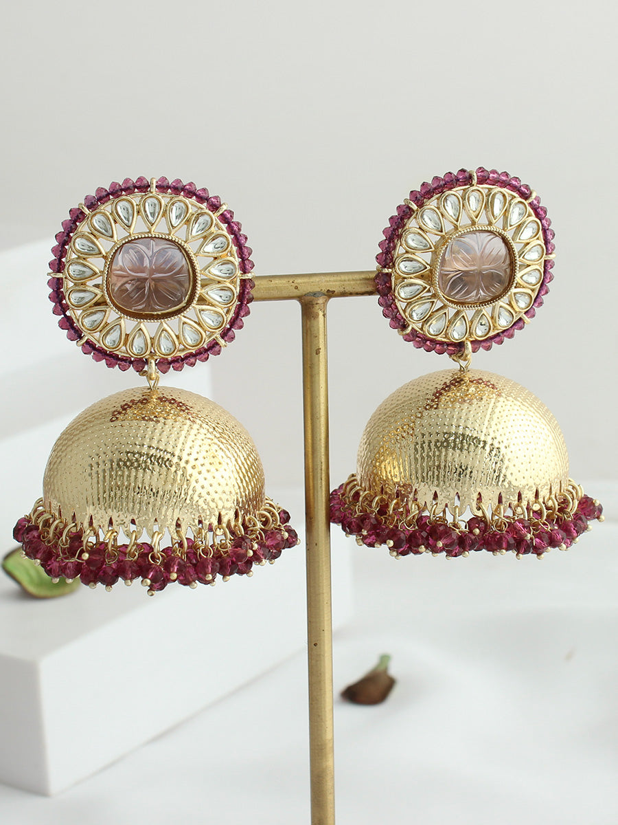 Mahi Jhumki Earrings-Purple