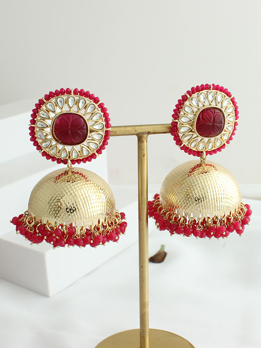 Mahi Jhumki Earrings-Maroon