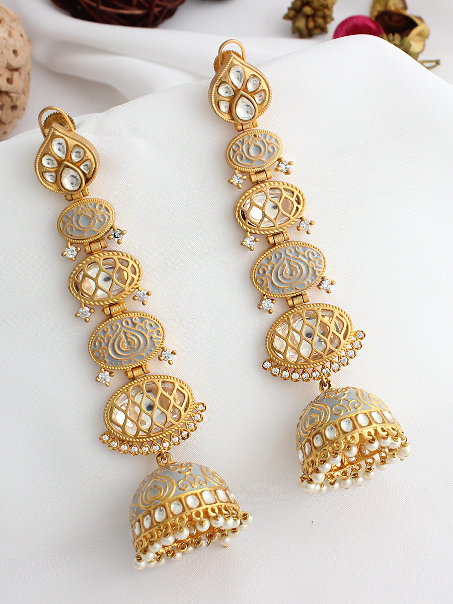 Sabhyta Jhumka Earrings - Grey