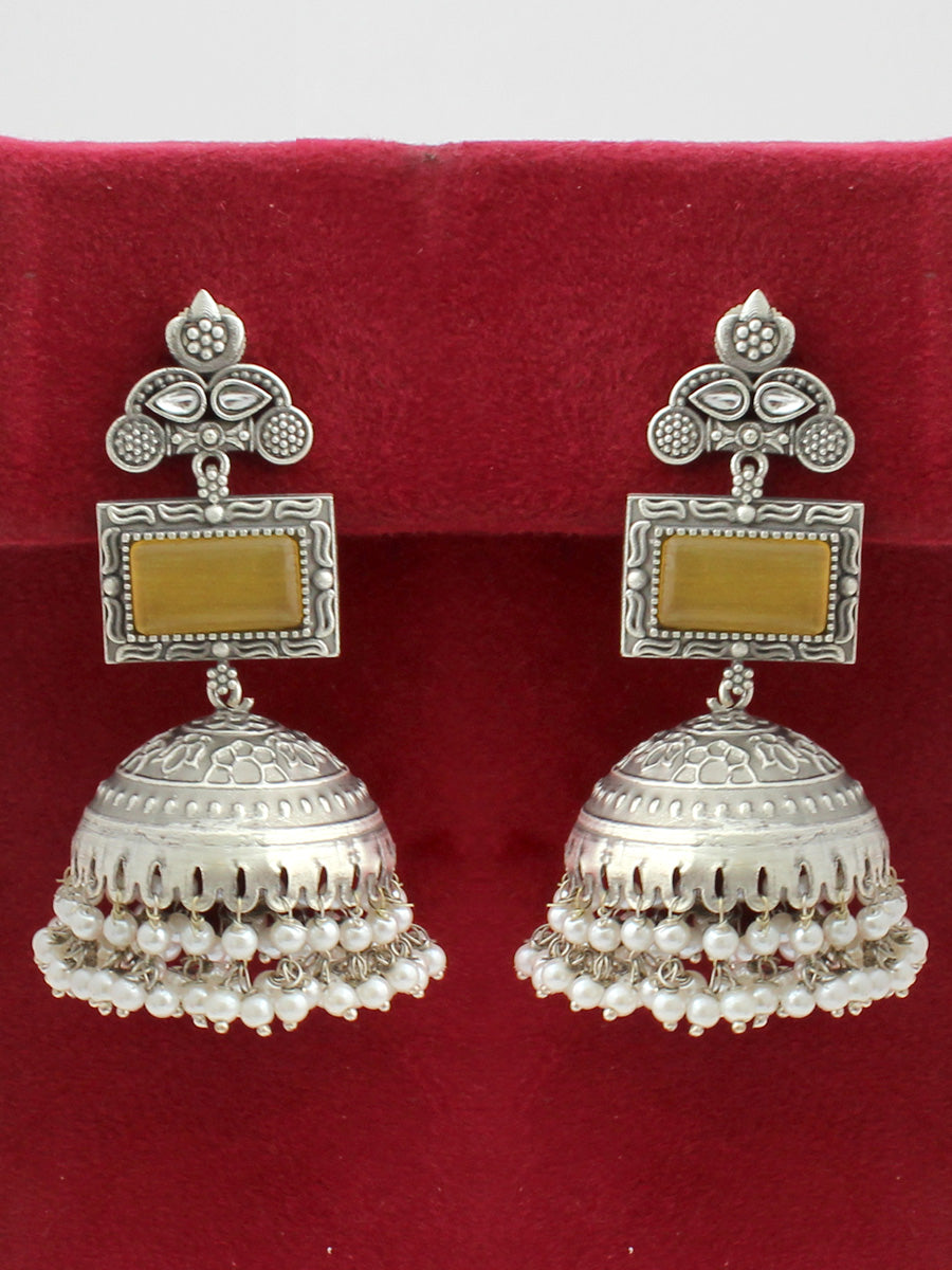 Begum Jhumki Earrings-Yellow