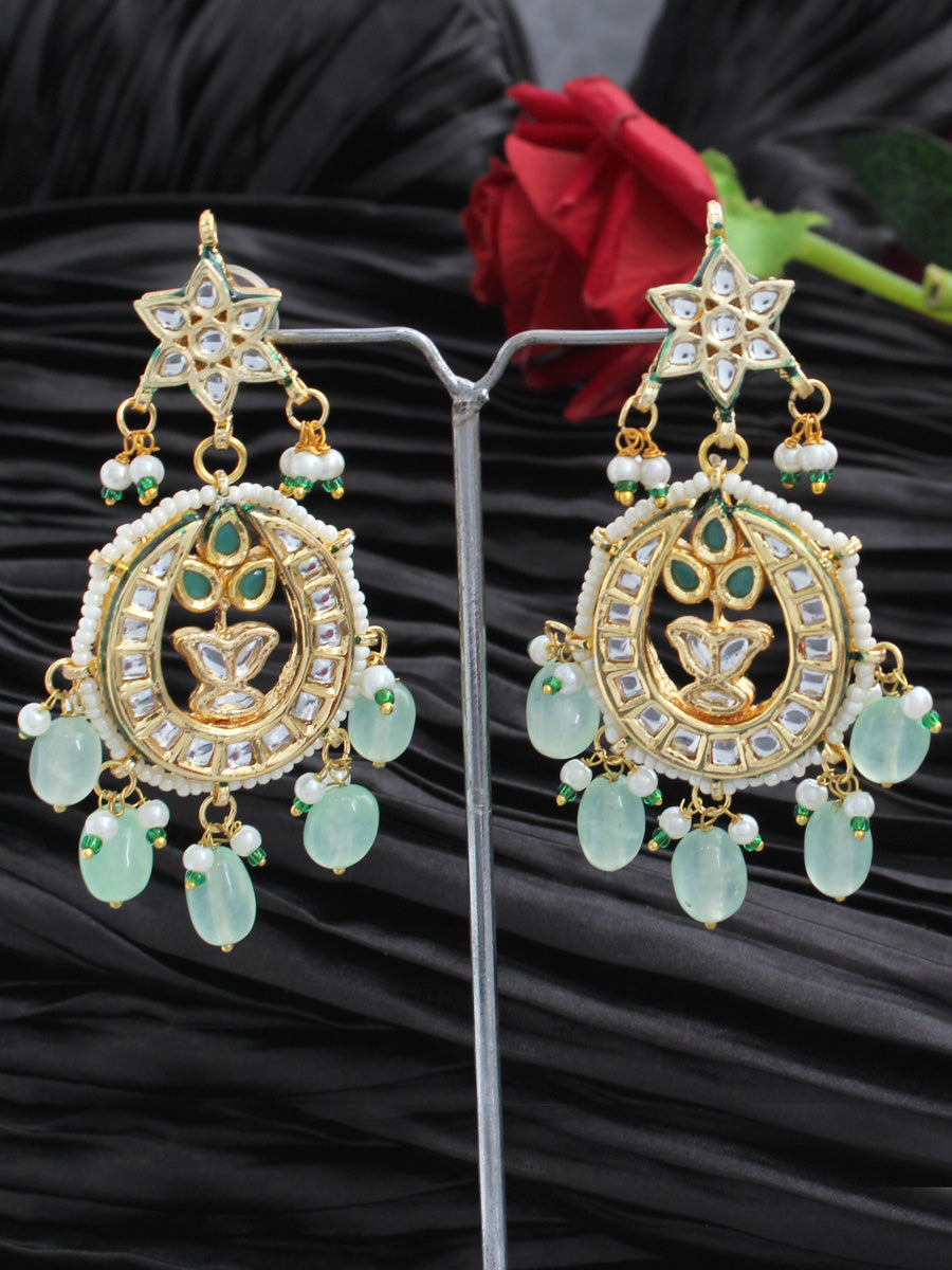 Anusha Chandbali Earrings-Mint Green