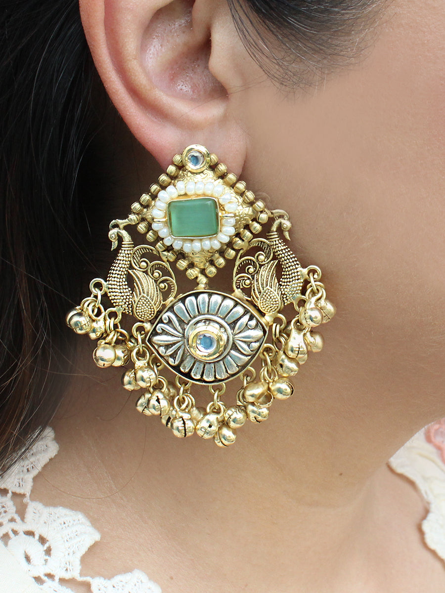 Ahanvi Earrings-Mint green