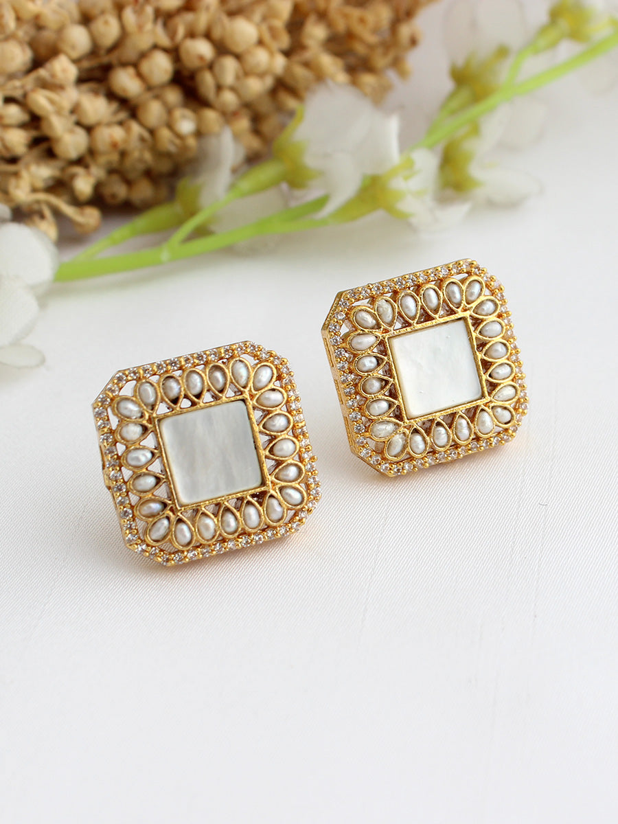 Adaa Stud Earrings-Ivory