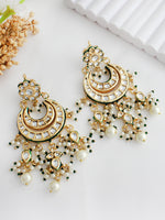 Archita Kundan Chandbali Earrings-White