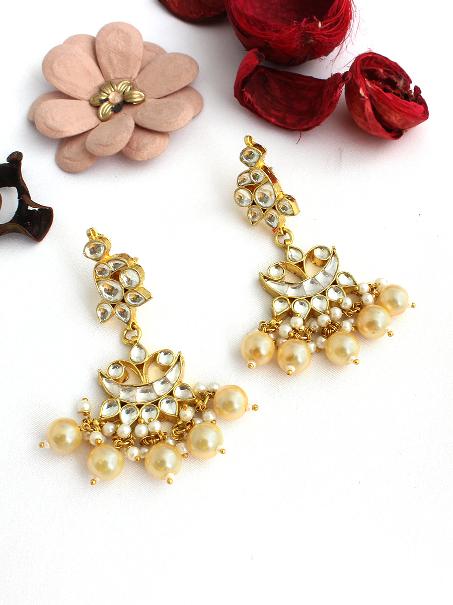 Ruhisha Kundan Earrings-White