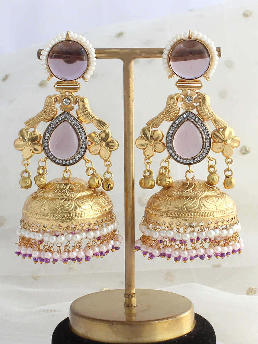 Sreeja Jhumki Earrings-Purple