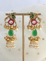 Shampa Long Jhumki Earrings-Green
