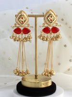 Arnika Long Earrings-Maroon