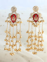 Saanjh Long Earrings-Maroon