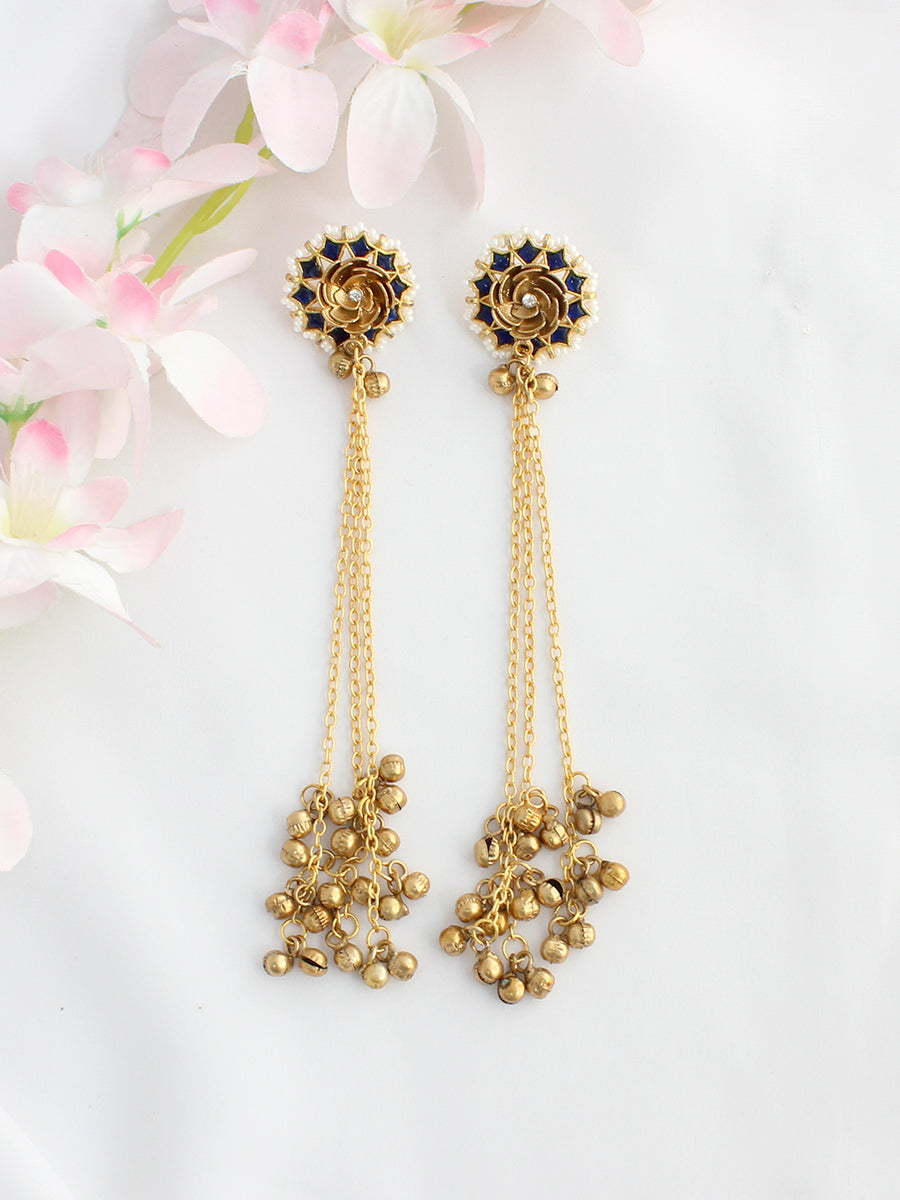 Atishi Long Earrings-Blue