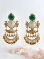 Anvita Long Earrings-Green