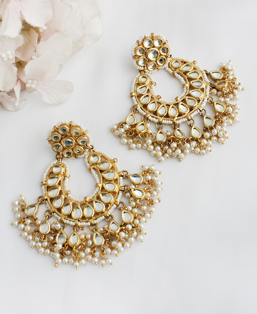 Amolika Chandbali Earrings-White