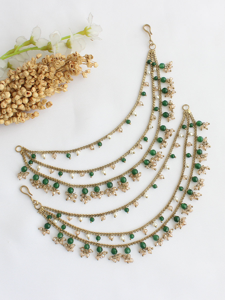 Minisha Ear Chain / Kaanchain-Green