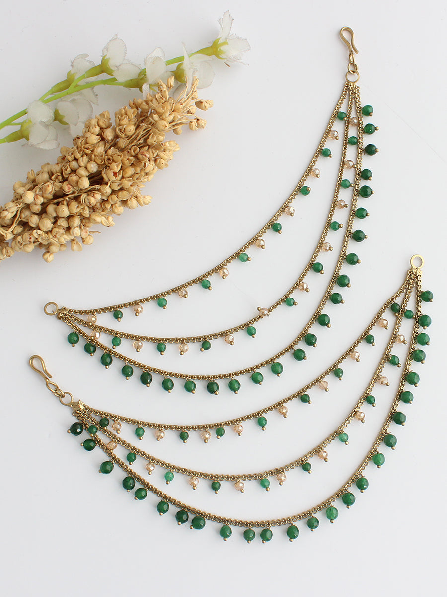 Lavanya Ear Chain-Green