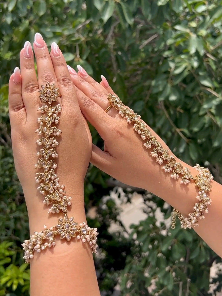 Chain Indian Hand Jewelry Name Poorva Hand Harness/Bracelet – Indiatrendshop