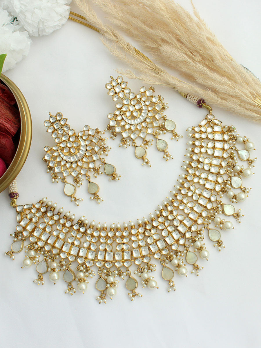 Gautami Necklace Set-Pearl