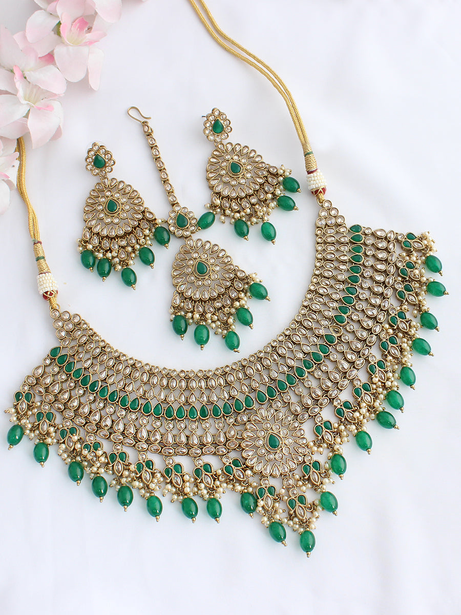 Ayanshi Necklace Set-Green