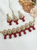 Malika Choker Necklace Set-Maroon