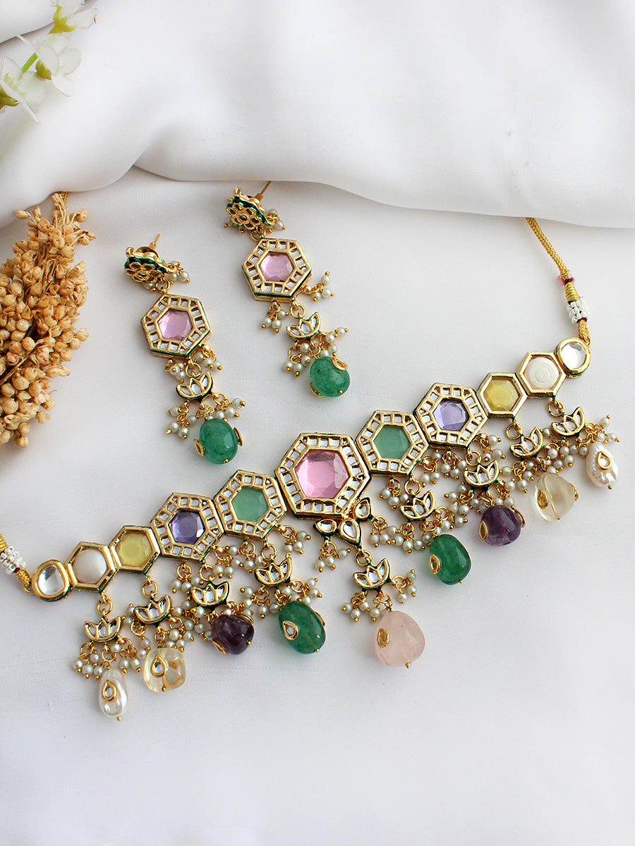 Adhika Necklace Set-Multicolor