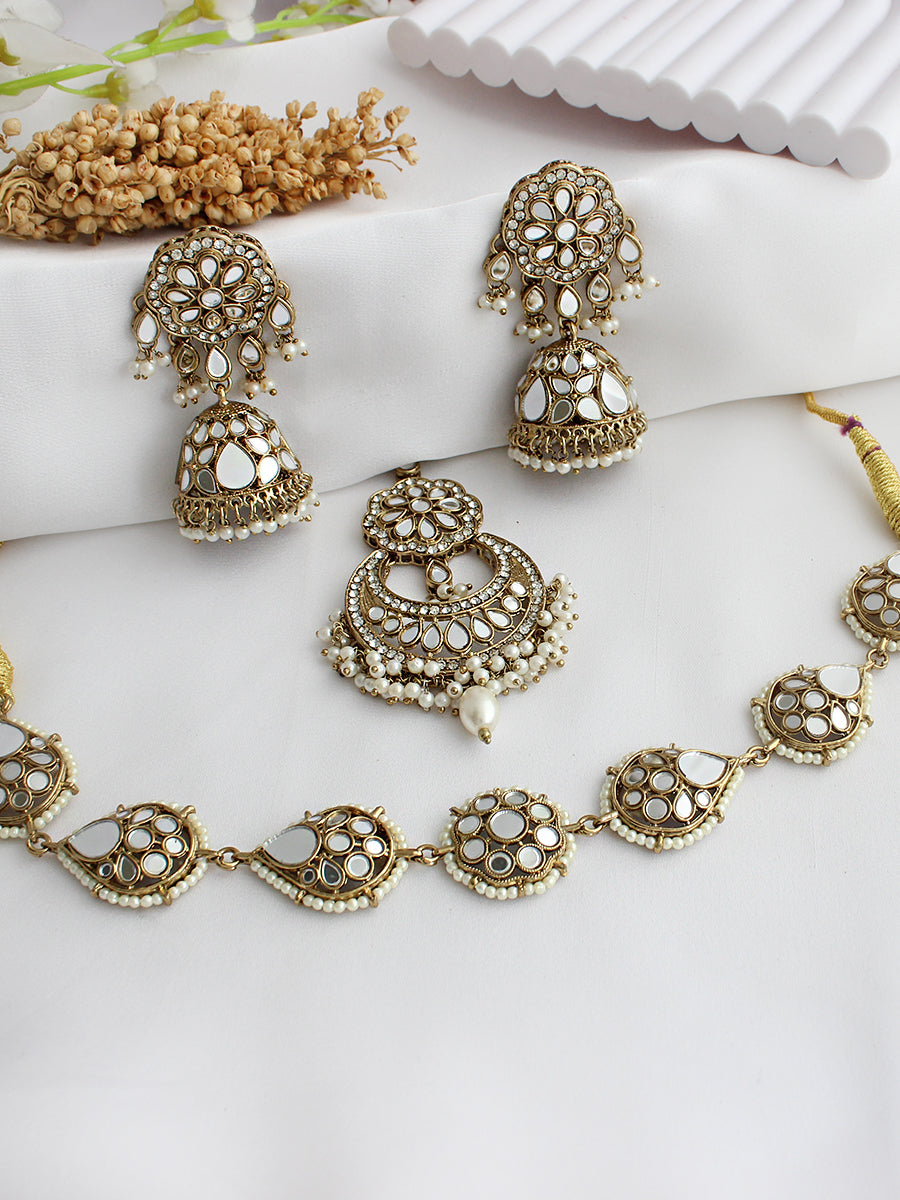 Keesha Mirror Choker Necklace Set