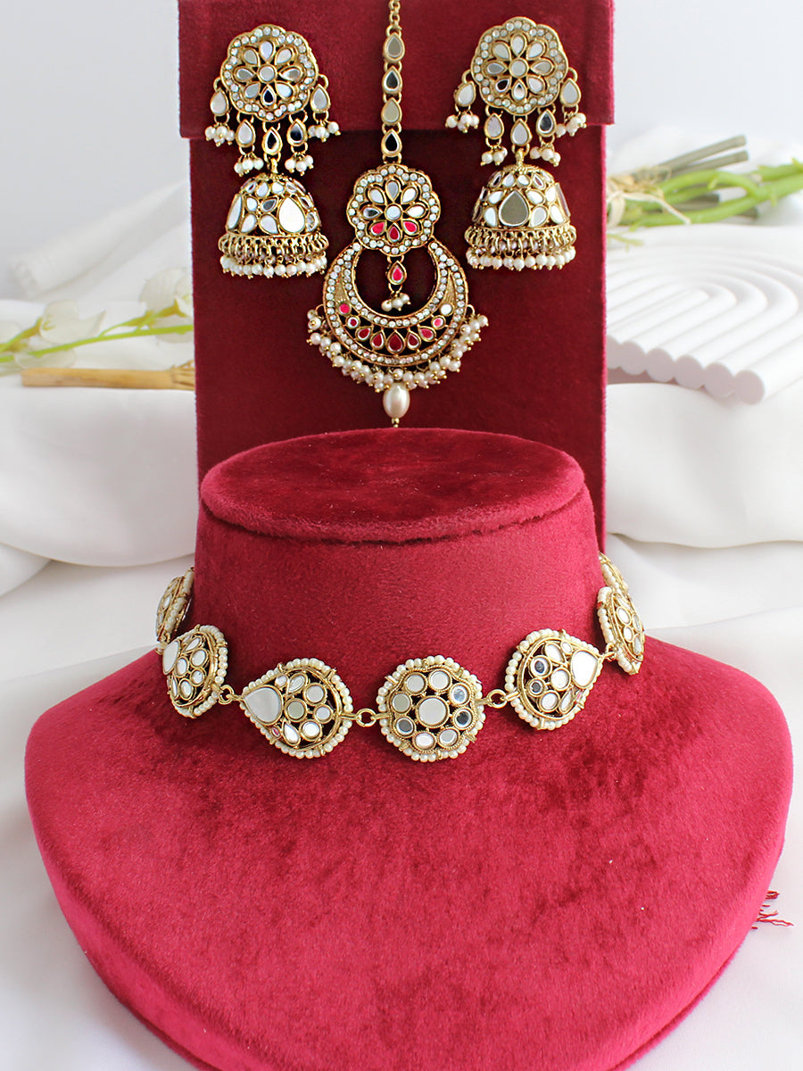 Keesha Mirror Choker Necklace Set