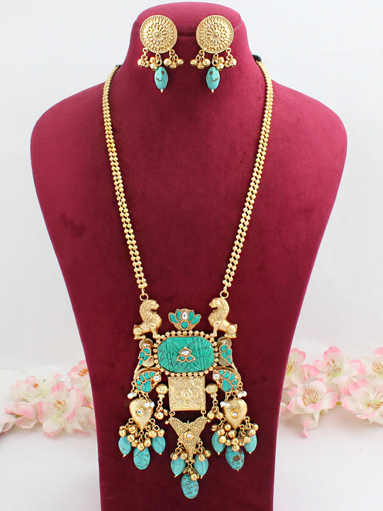 Keshini Long Necklace Set-Turquoise