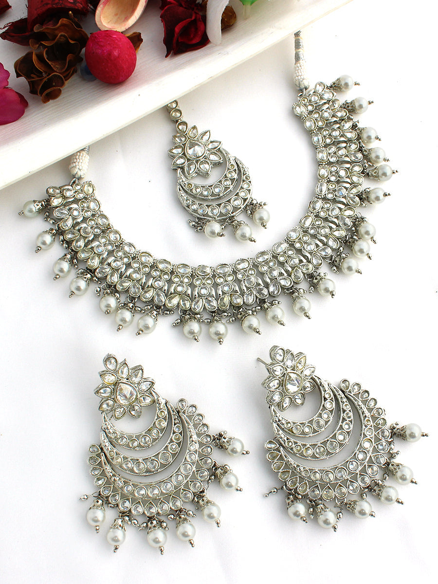 Arya Necklace Set-Silver